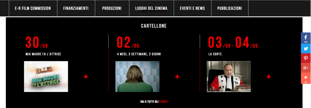 sezione cartellone del sito www.emiliaromagnacreativa.it/cinema